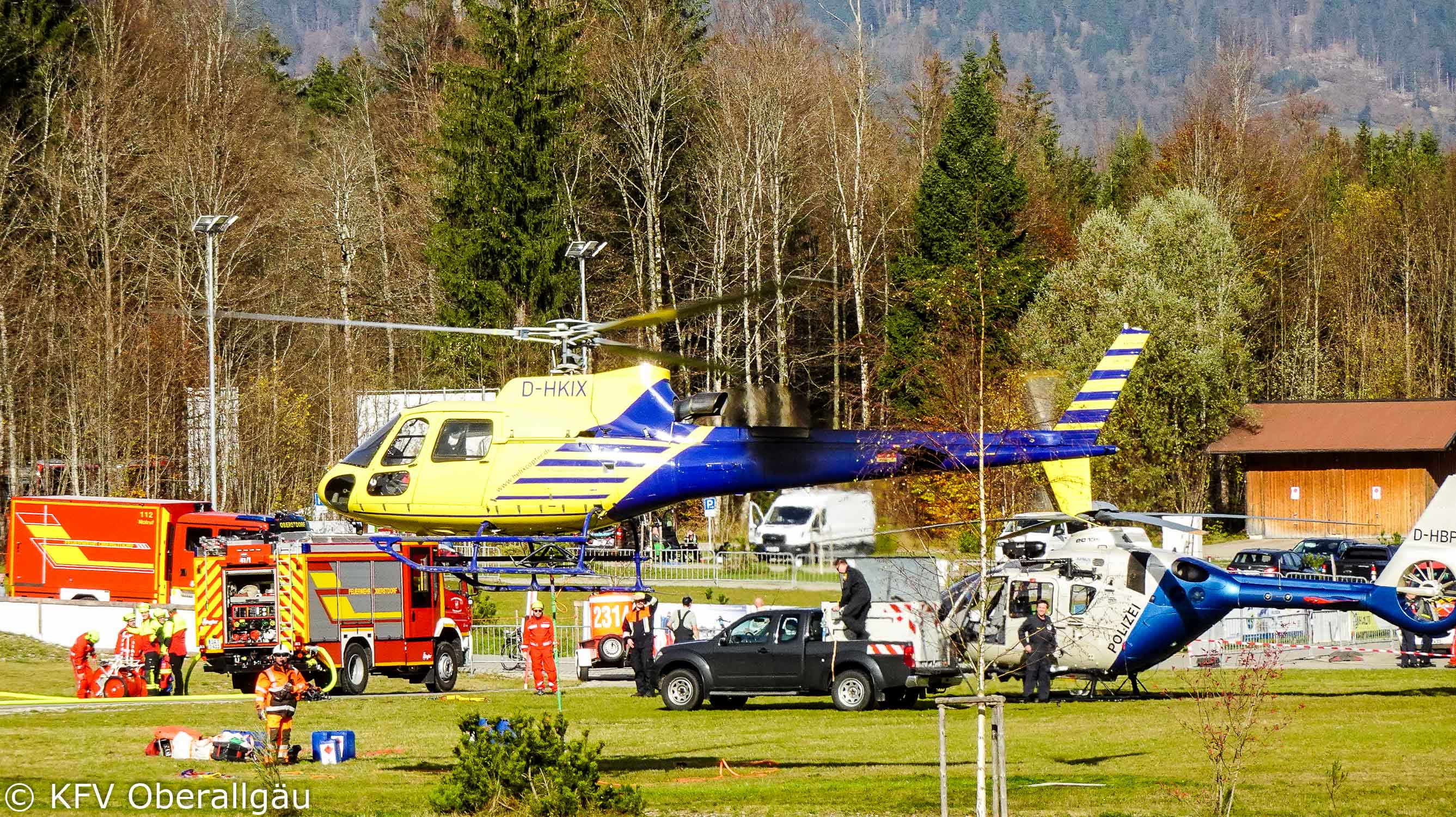 Landeplatz der Hubschrauber im Nordic Zentrum in Oberstdorf