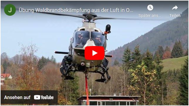 Übung Waldbrandbekämpfung aus der Luft in Oberstdorf Allgäu